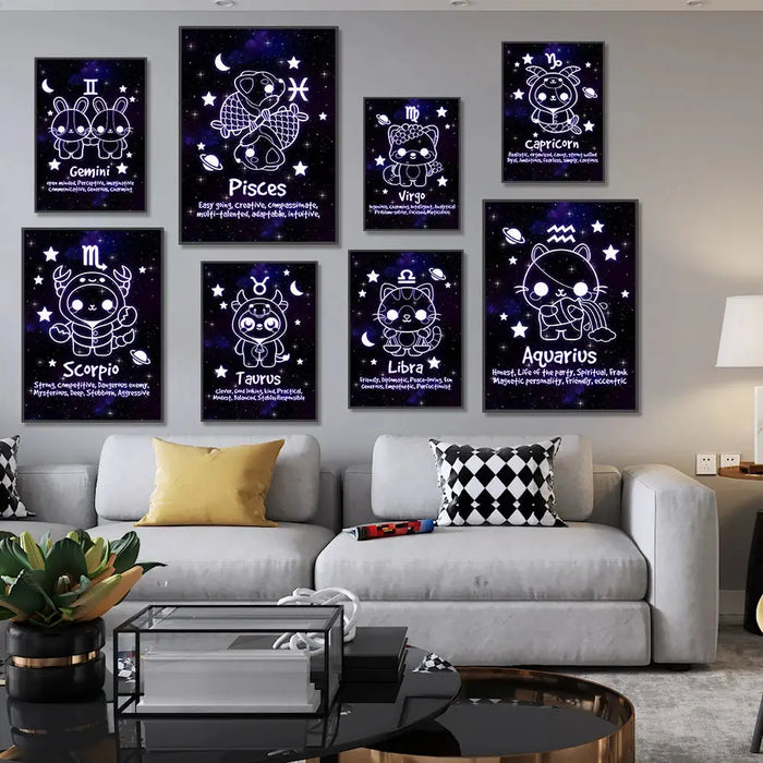 Constellation myth Zodiac constellation wall art canvas poster printing office painting home living room decoration painting pos - BE RARE