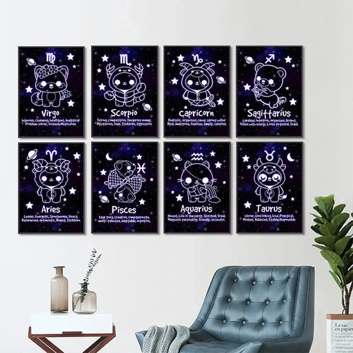 Constellation myth Zodiac constellation wall art canvas poster printing office painting home living room decoration painting pos - BE RARE