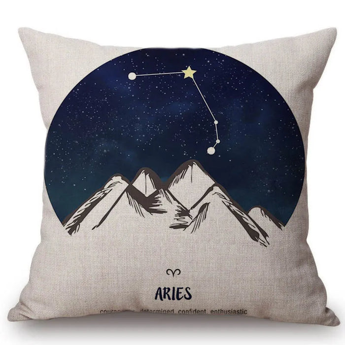 Nordic 12 Zodiac Sign Astrology Pisces Dark Blue White Cotton Linen Decorative Sofa Throw Pillow Case Europe Cushion Cover Case - BE RARE