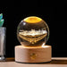 Starry Sky Luminous Ornaments Universe Galaxy Crystal Ball on Wooden Base with Celestial Light and Zodiac-Inspired Design