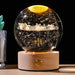 Starry Sky Luminous Ornament Universe Galaxy Crystal Ball on Wooden Base, Illuminated with Zodiac Patterns