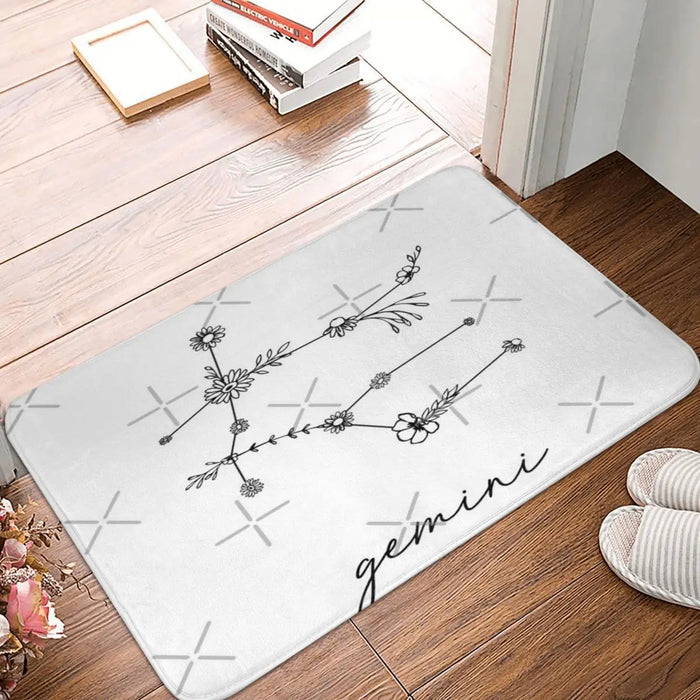 Gemini Zodiac Wildflower Constellation Carpets Carpet Rug Kitchen Rug Main Door Entry Mat Bath Rug Carpet Door Mat - BE RARE