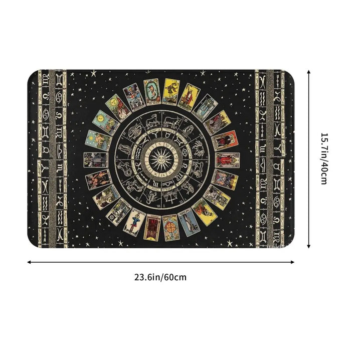 Wheel Of The Zodiac Astrology Chart 40x60cm Carpet Polyester Floor Mats Fashionable Anti-Slip Indoor - BE RARE