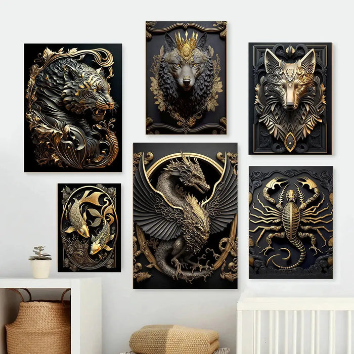 Zodiac Deities, Animal Heads, Three-dimensional Sculptures, Posters and Prints, Canvas Paintings, Wall Art Pictures, Home Decor - BE RARE