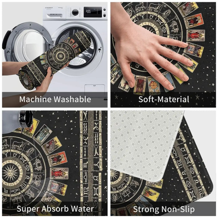 Wheel Of The Zodiac Astrology Chart 40x60cm Carpet Polyester Floor Mats Fashionable Anti-Slip Indoor - BE RARE