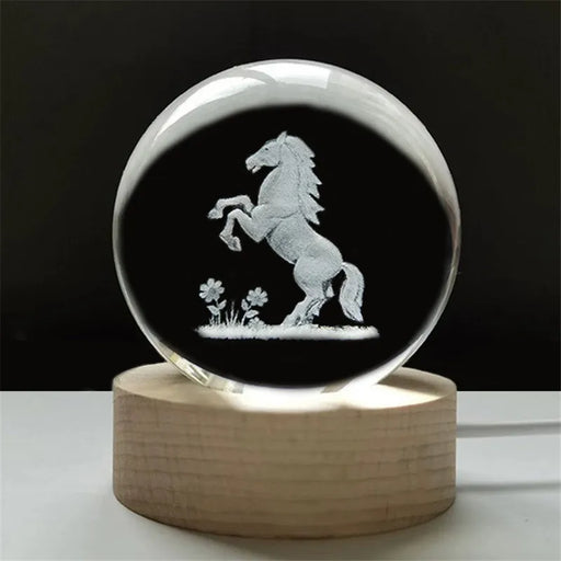 Luminous Animal Twelve Crystal Zodiac Ball Ornament for Home Wood Base Office Desk Decoration Birthday Gift Accessories - BE RARE