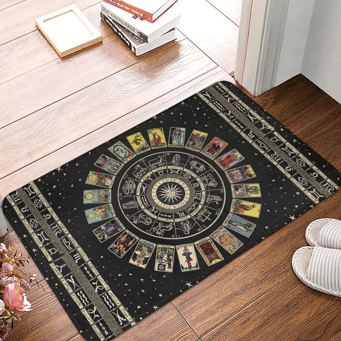 Wheel Of The Zodiac Astrology Chart 40x60cm Carpet Polyester Floor Mats Fashionable Anti-Slip Indoor - BE RARE