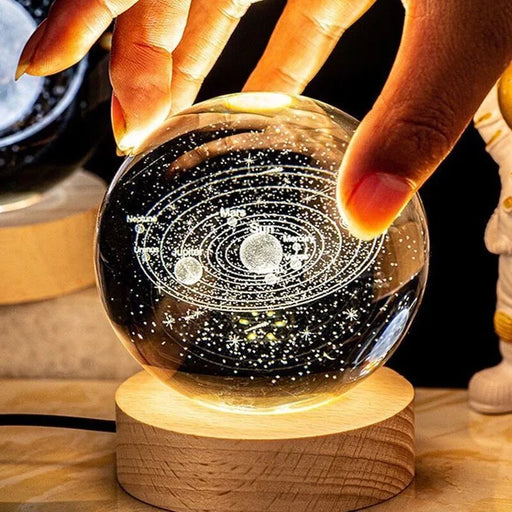 Spherical LED Luminous Crystal Ball Circular Galaxy Small Ornaments Creative Moon Home Living Room Bedroom Decoration - BE RARE