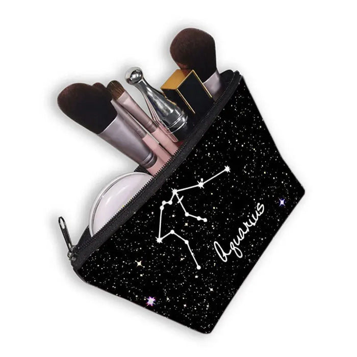 Twelve Constellations Zodiac Sign Cosmetic Bag Women Beauty Makeup Bags Ladies Zipper Pouch Lipstick Bag Girls Cosmetic Case - BE RARE