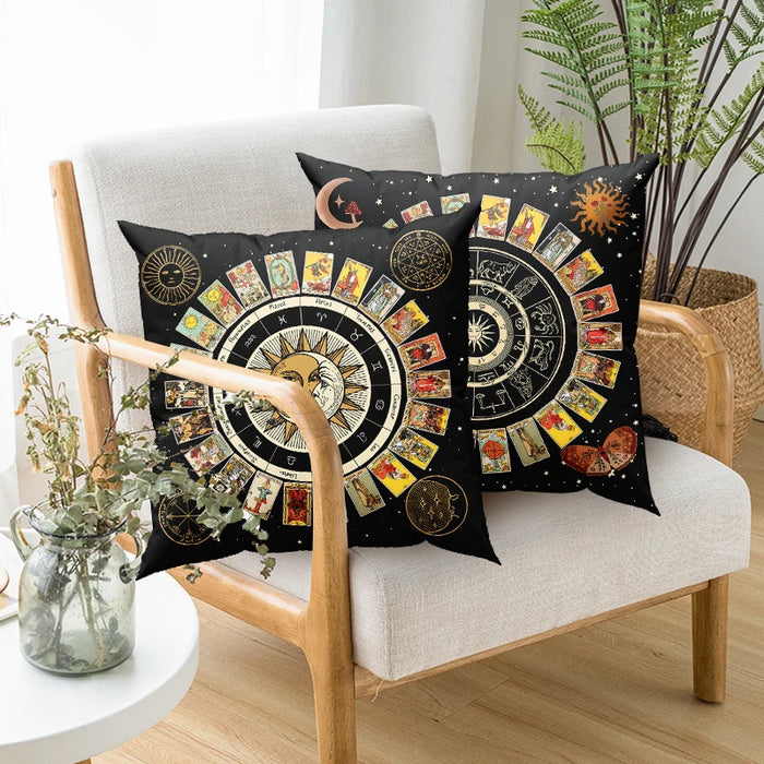 Mandala Tarot Card Throw Pillows Cushion Cover Zodiac Astrology Chart Sun Moon mushroom Sofa Home Decor Decorative Pillowcase - BE RARE