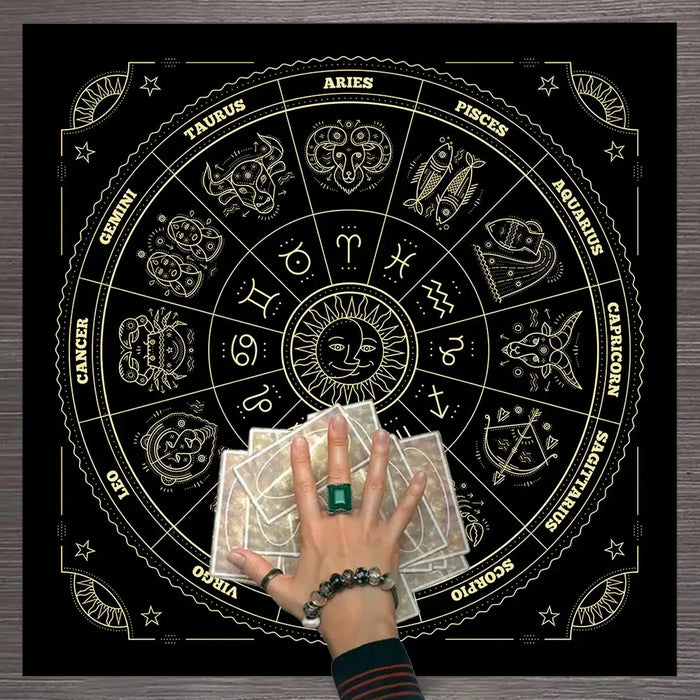 Mandala Moon Phase Tarot Card Tablecloth Zodiac Astrology Chart Tapestry Divination Altar Cloth Board Game Card Pad Decor - BE RARE