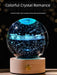 Starry Sky Luminous Ornaments Universe Galaxy Crystal Ball on a wooden base, glowing with celestial light and featuring zodiac planets.